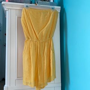 Yellow strapless Romper